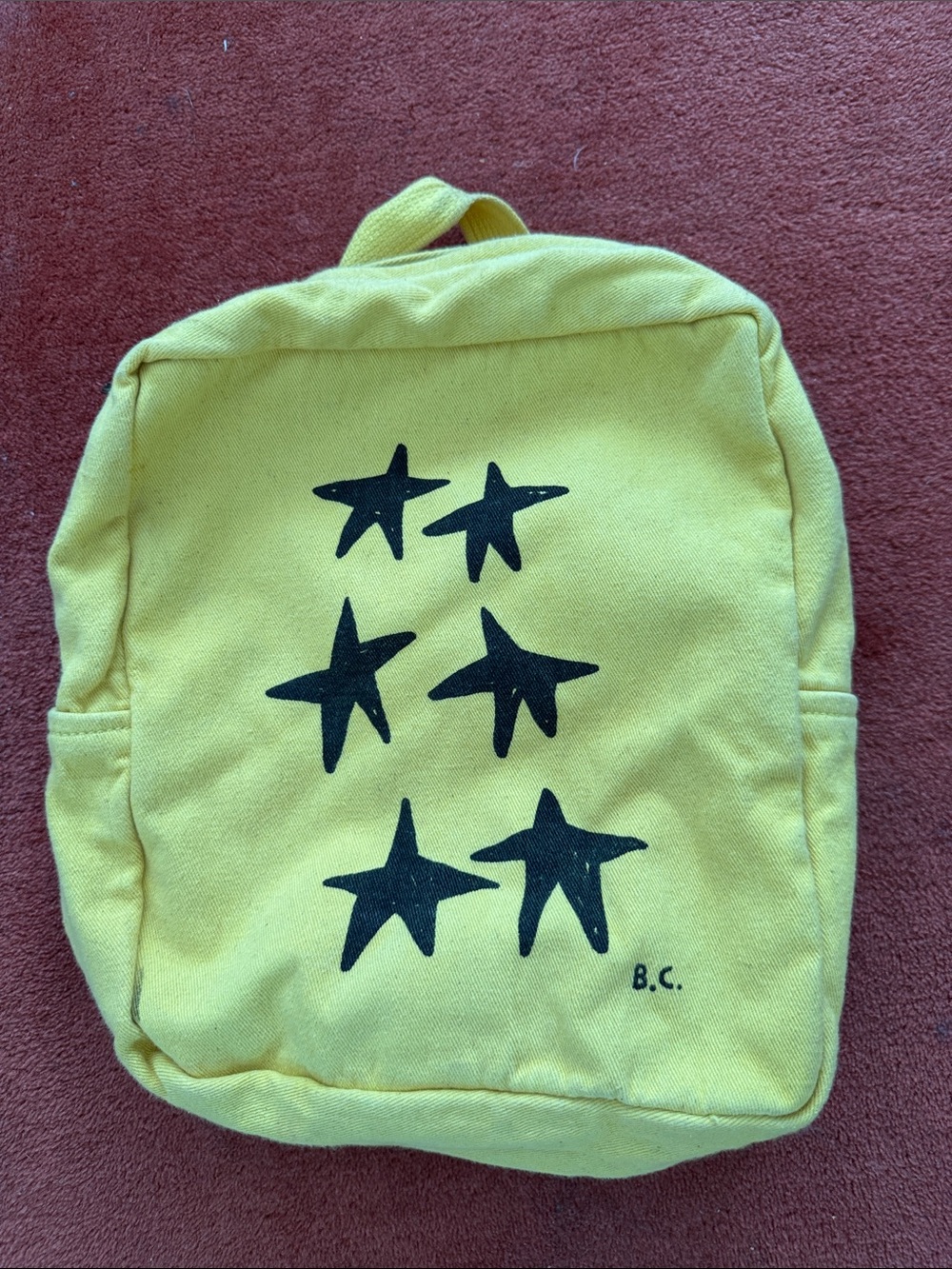 Bobo Choses Yellow Canvas Kids Backpack with Black Star Prints